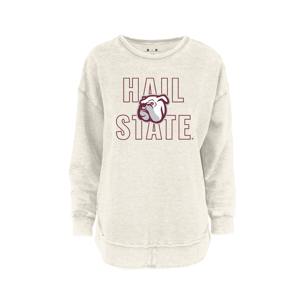 Outline Poncho Fleece Crew in Ivory - Mississippi State University
