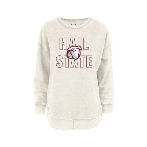 Outline Poncho Fleece Crew in Ivory - Mississippi State University
