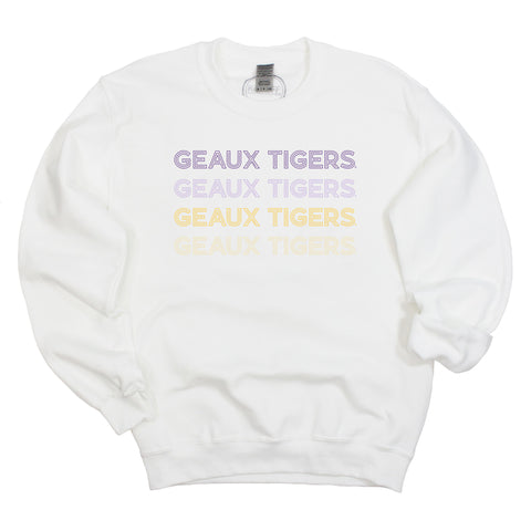 Louisiana State University Neon Nights Crewneck Fleece in White
