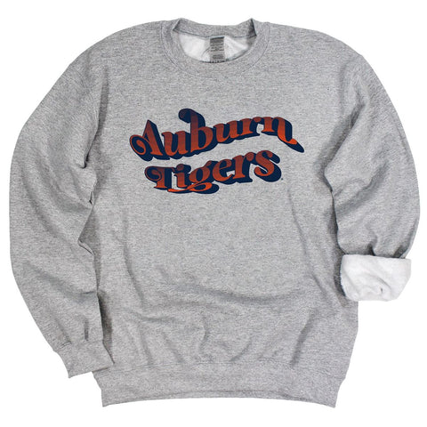 Auburn University Retro Wave Crewneck Fleece in Gray