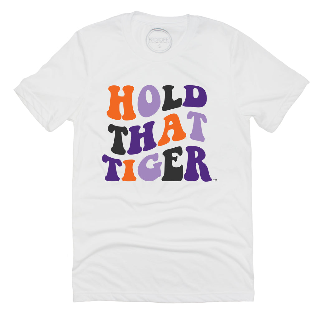 Groovy Short Sleeve T-shirt in White - Clemson Universtiy