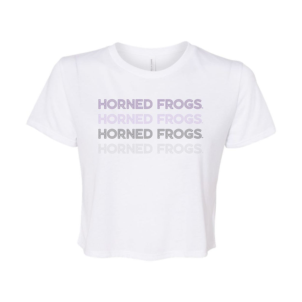 Texas Christian Universtiy Neon Nights Crop Short Sleeve T-shirt in White