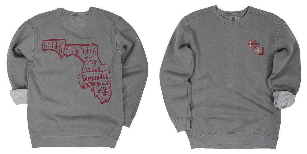 Pep Squad Crewneck Fleece in Gray - Florida State University