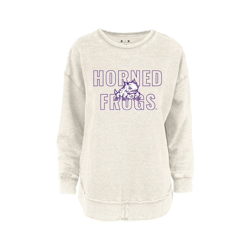 Outline Poncho Fleece Crew in Ivory - Texas Christian Universtiy