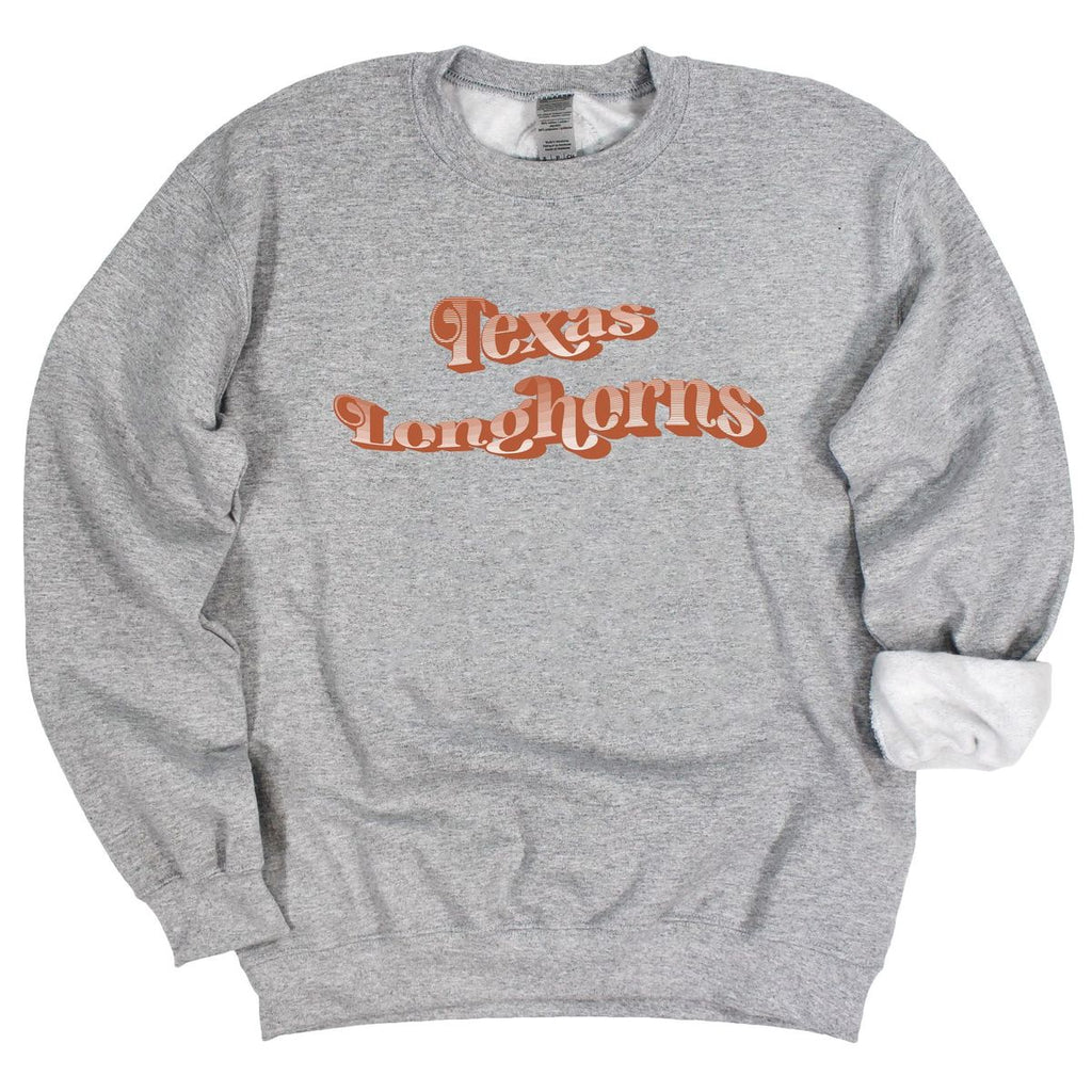 University of Texas at Austin (The) Retro Wave Crewneck Fleece in Gray