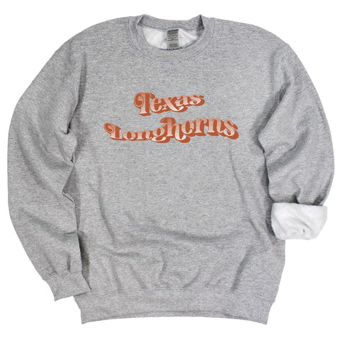 University of Texas at Austin (The) Retro Wave Crewneck Fleece in Gray