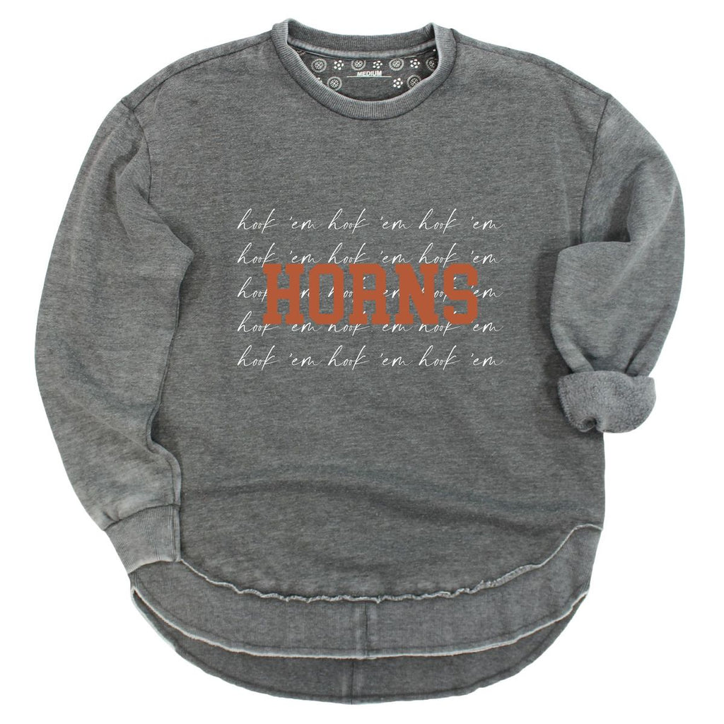 University of Texas at Austin (The) College Script Poncho Fleece Crew in Charcoal