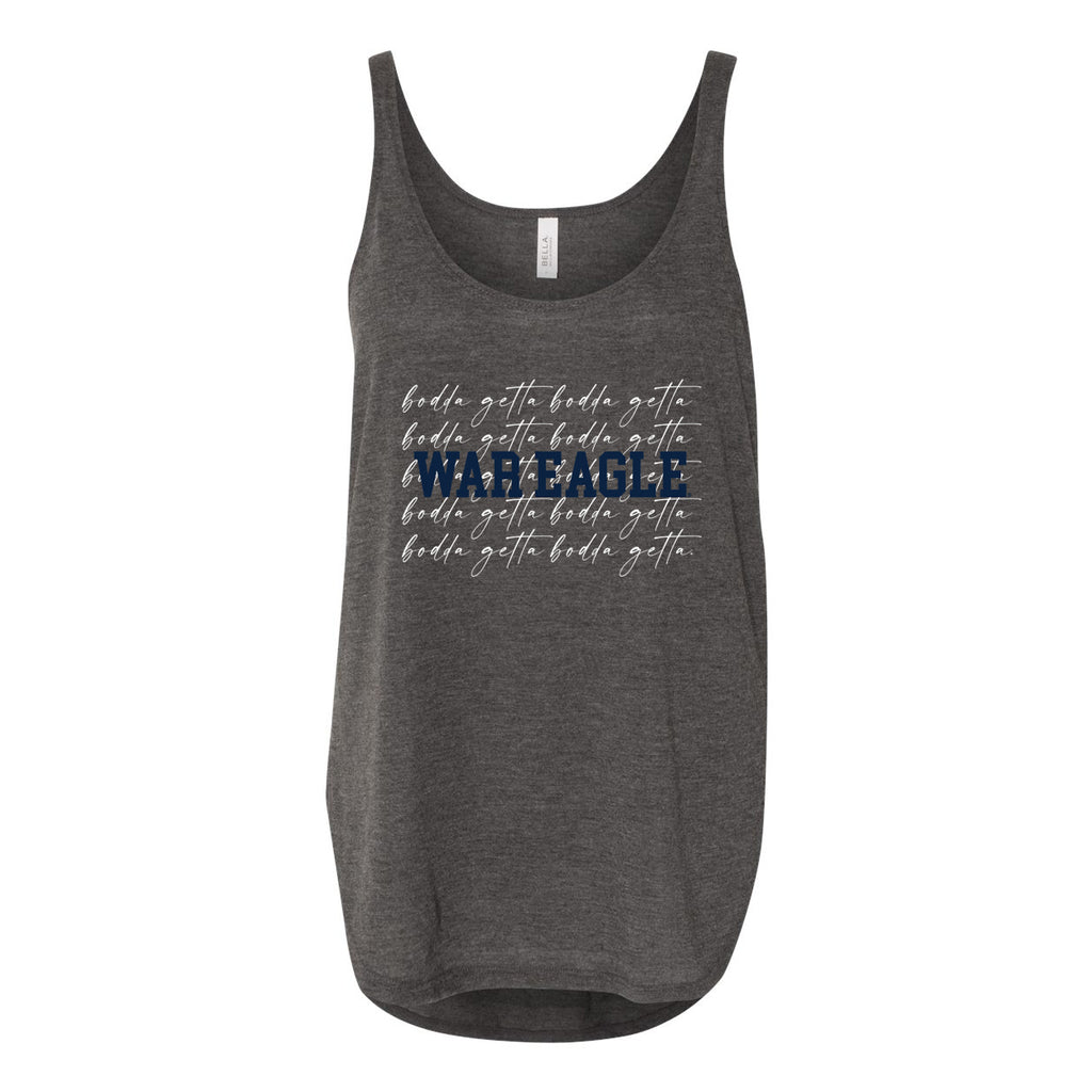 Auburn University College Script Women's Flowy Tank with Side Slit in Charcoal
