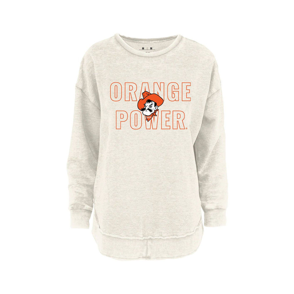 Outline Poncho Fleece Crew in Ivory - Oklahoma State University