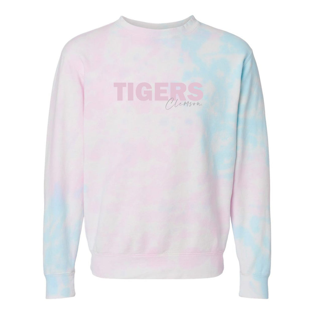 Clemson Universtiy Spring Fling Tie-Dye Sweatshirt in Cotton Candy