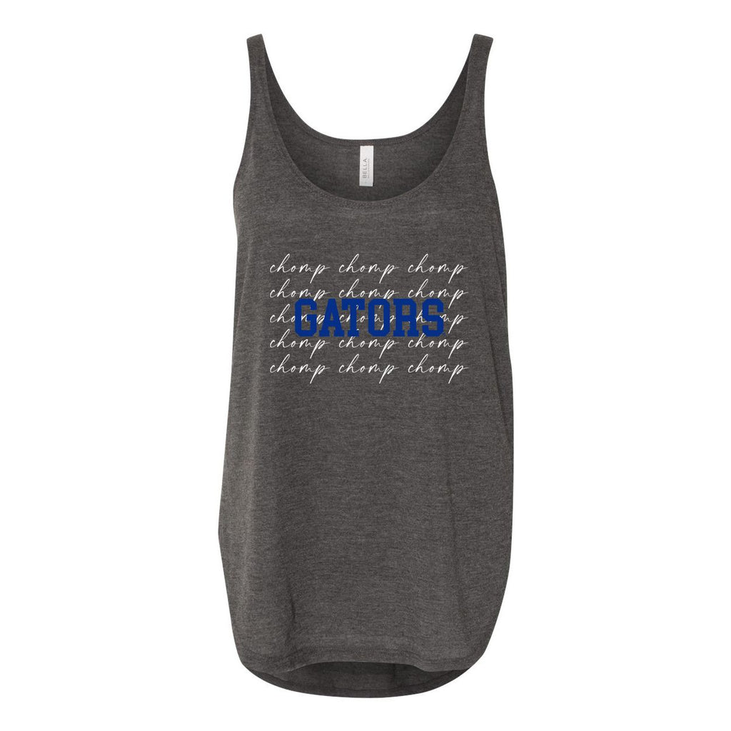 University of Florida College Script Women's Flowy Tank with Side Slit in Charcoal