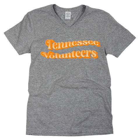 University of Tennessee, Knoxville Retro Wave V-neck Short Sleeve T-shirt in Gray