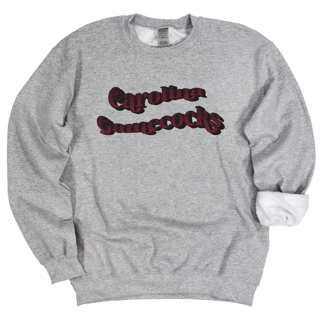 University of South Carolina Retro Wave Crewneck Fleece in Gray