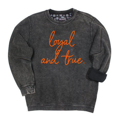 Barcelony Crewneck Corded Fleece in Charcoal - Oklahoma State University