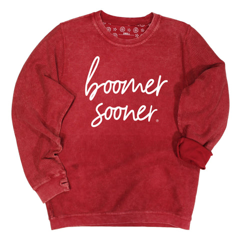 Barcelony Crewneck Corded Fleece in Cardinal - University of Oklahoma