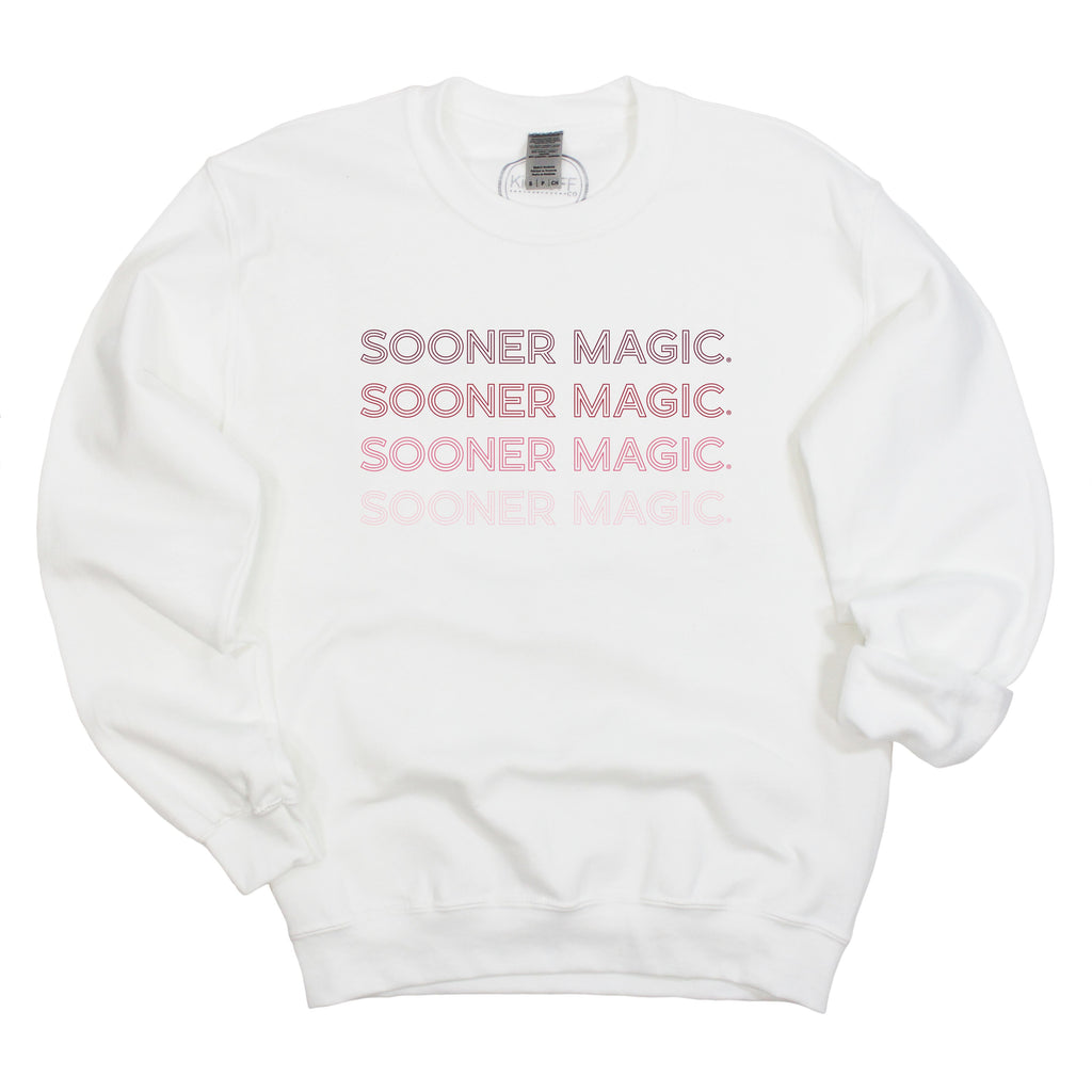 University of Oklahoma Neon Nights Crewneck Fleece in White