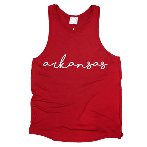 Arkansas Pride Script Open Back Tank