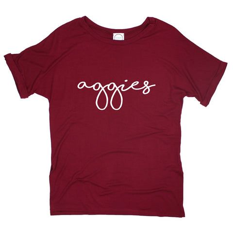 Aggies Pride Script Side Slit Tee