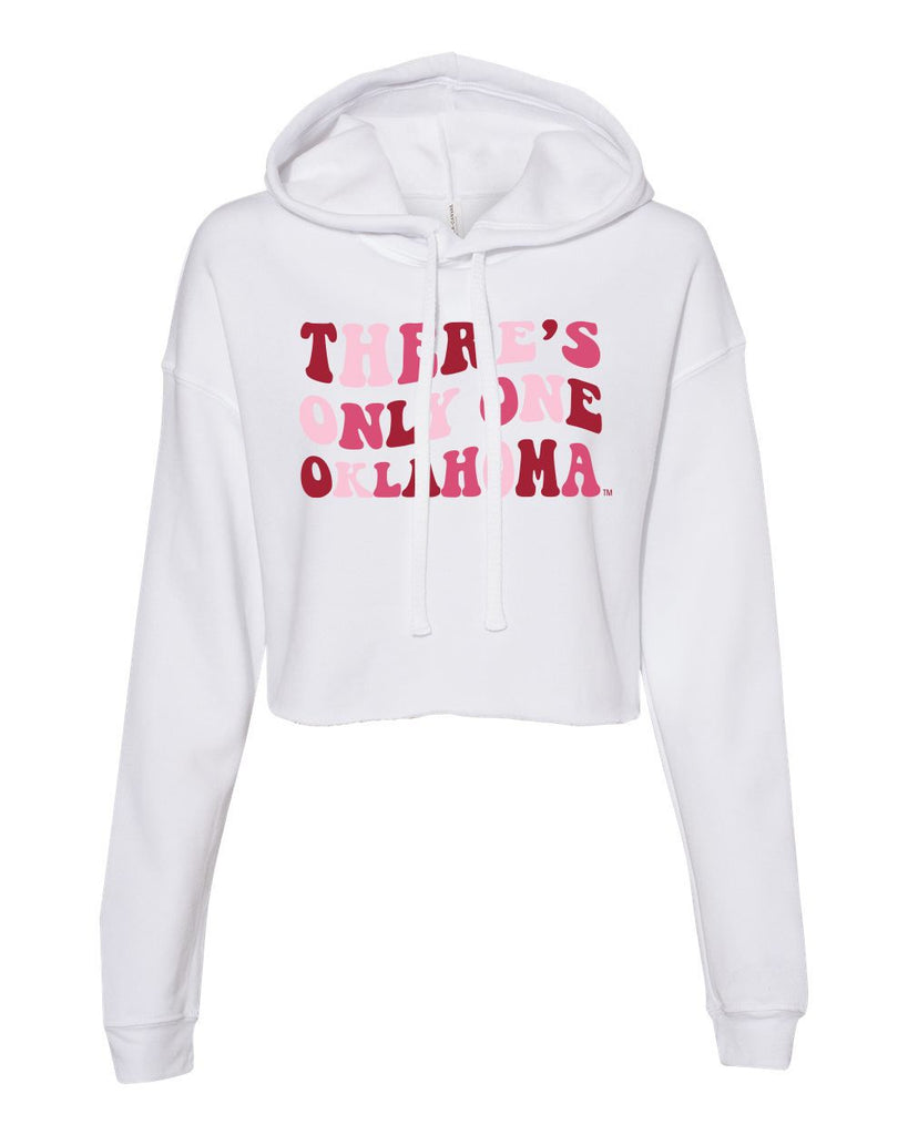 Groovy Crop Hoodie in White - University of Oklahoma