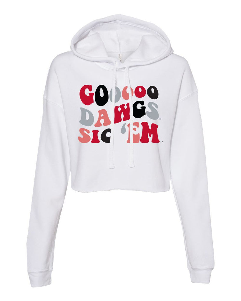 Groovy Crop Hoodie in White - University of Georgia