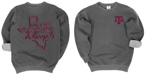 Pep Squad Crewneck Fleece in Gray - Texas A&M University