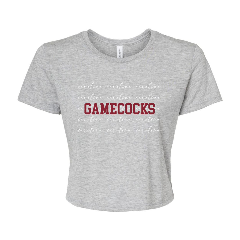 University of South Carolina College Script Crop Short Sleeve T-shirt in Gray