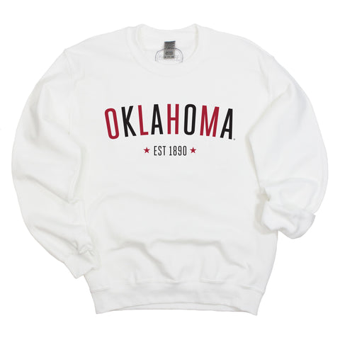 University of Oklahoma Star Arch Crewneck Fleece in White