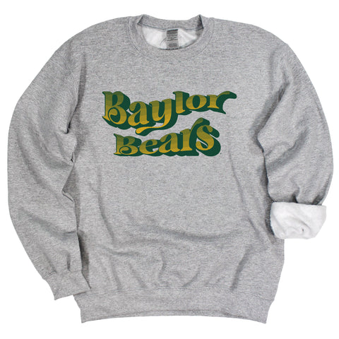 Baylor University Retro Wave Crewneck Fleece in Gray