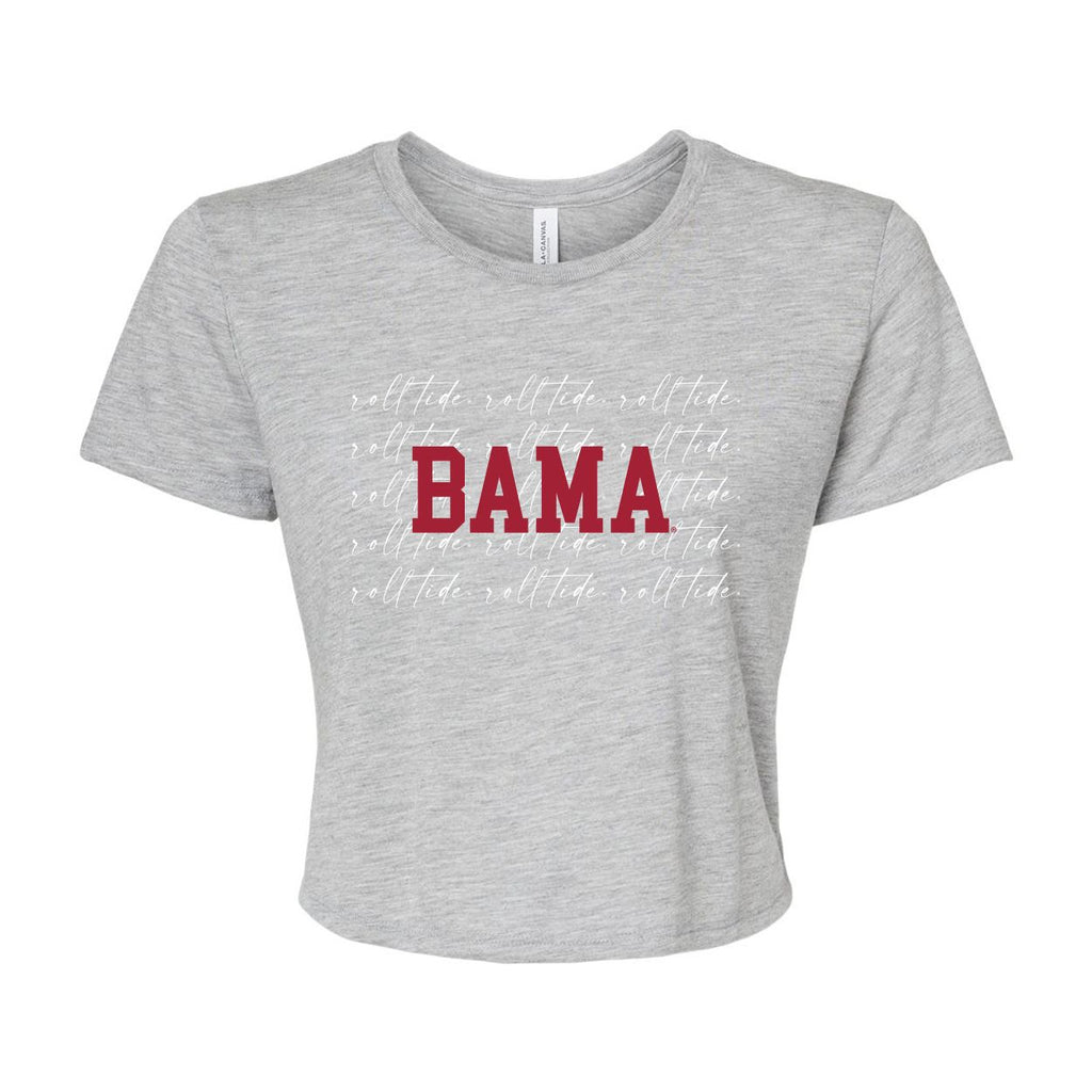 University of Alabama (The) College Script Crop Short Sleeve T-shirt in Gray