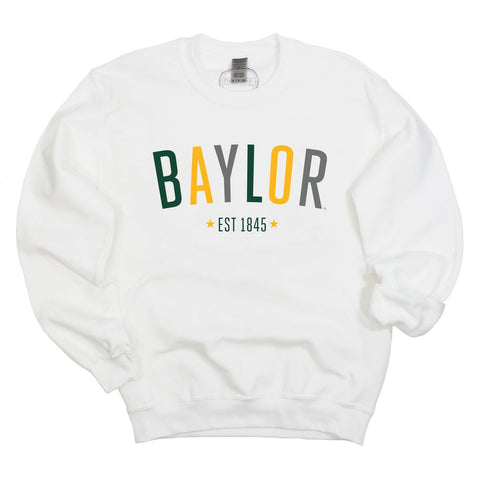 Baylor University Star Arch Crewneck Fleece in White