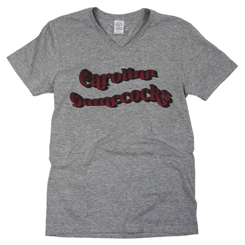 University of South Carolina Retro Wave V-neck Short Sleeve T-shirt in Gray