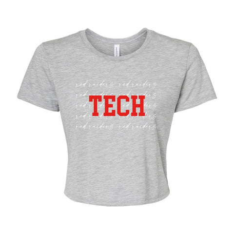 Texas Tech University College Script Crop Short Sleeve T-shirt in Gray