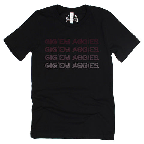 Texas A&M University Neon Nights Short Sleeve T-shirt in Black