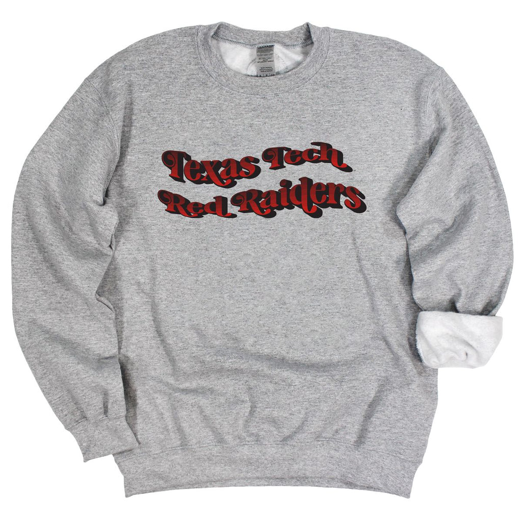 Texas Tech University Retro Wave Crewneck Fleece in Gray