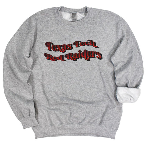 Texas Tech University Retro Wave Crewneck Fleece in Gray
