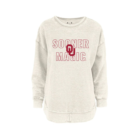 Outline Poncho Fleece Crew in Ivory - University of Oklahoma