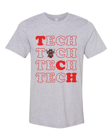 Stacked Short Sleeve T-shirt in Heather Gray - Texas Tech University