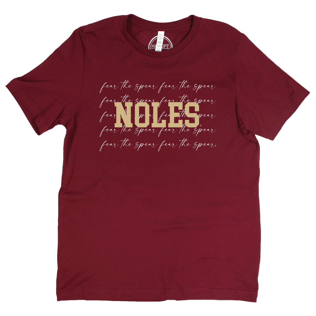 Florida State University College Script Short Sleeve T-shirt in Garnet