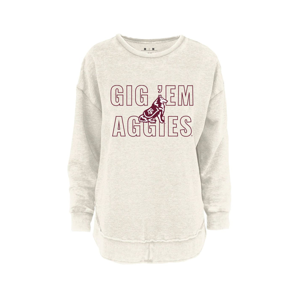Outline Poncho Fleece Crew in Ivory - Texas A&M University