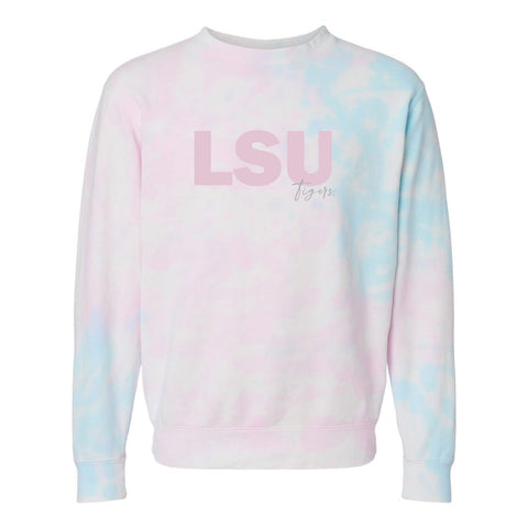 Louisiana State University Spring Fling Tie-Dye Sweatshirt in Cotton Candy